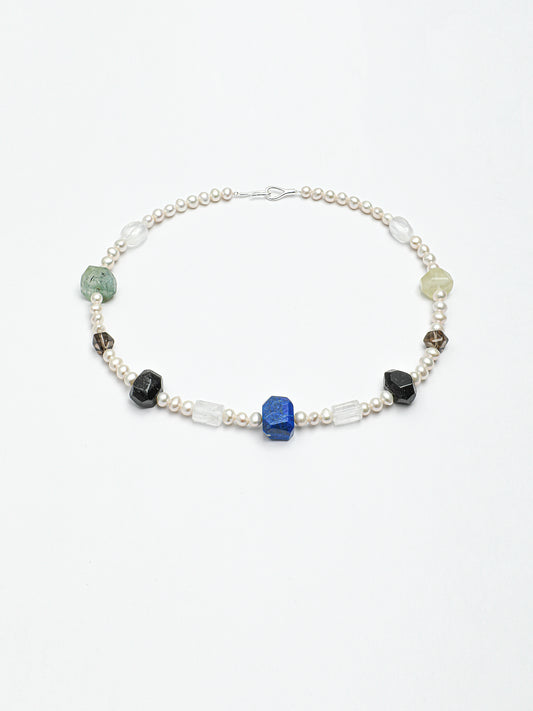 Freshwater Pearl & Natural Gemstone Necklace in Sterling Silver
