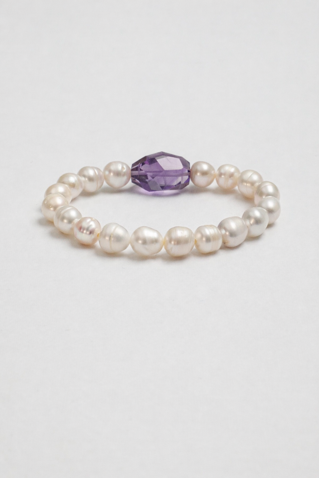 Freshwater Pearl & Amethyst Bracelet in Sterling Silver