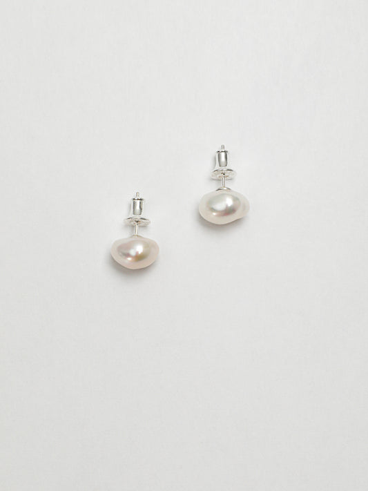 Sterling Silver Baroque Pearl Stud Earrings