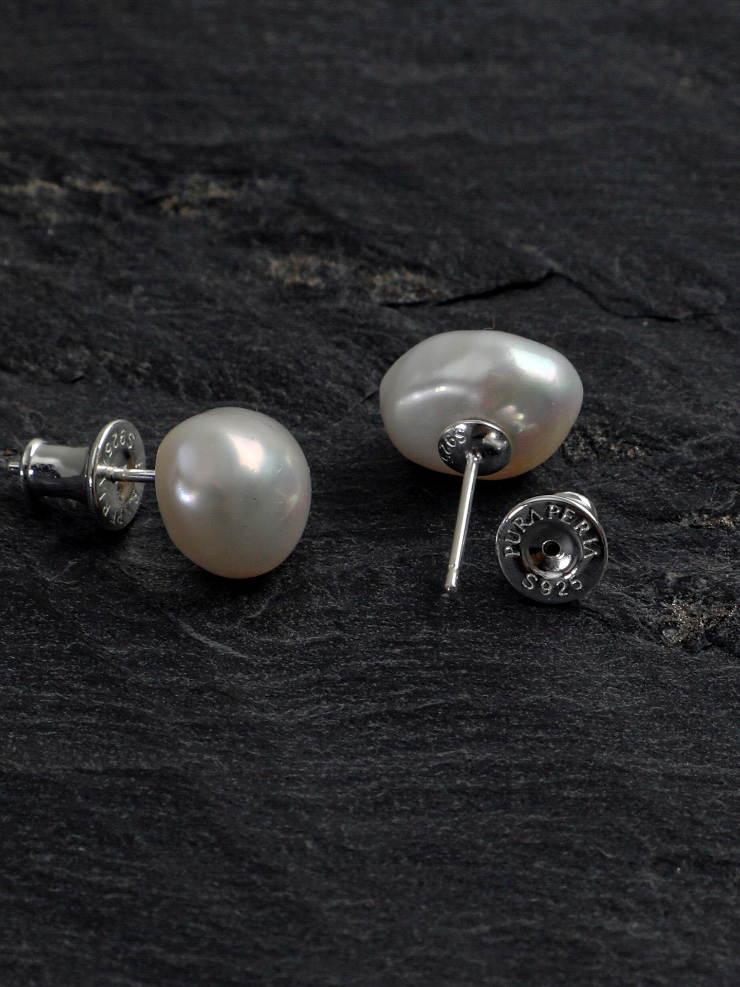 Sterling Silver Baroque Pearl Stud Earrings