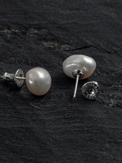 Sterling Silver Baroque Pearl Stud Earrings