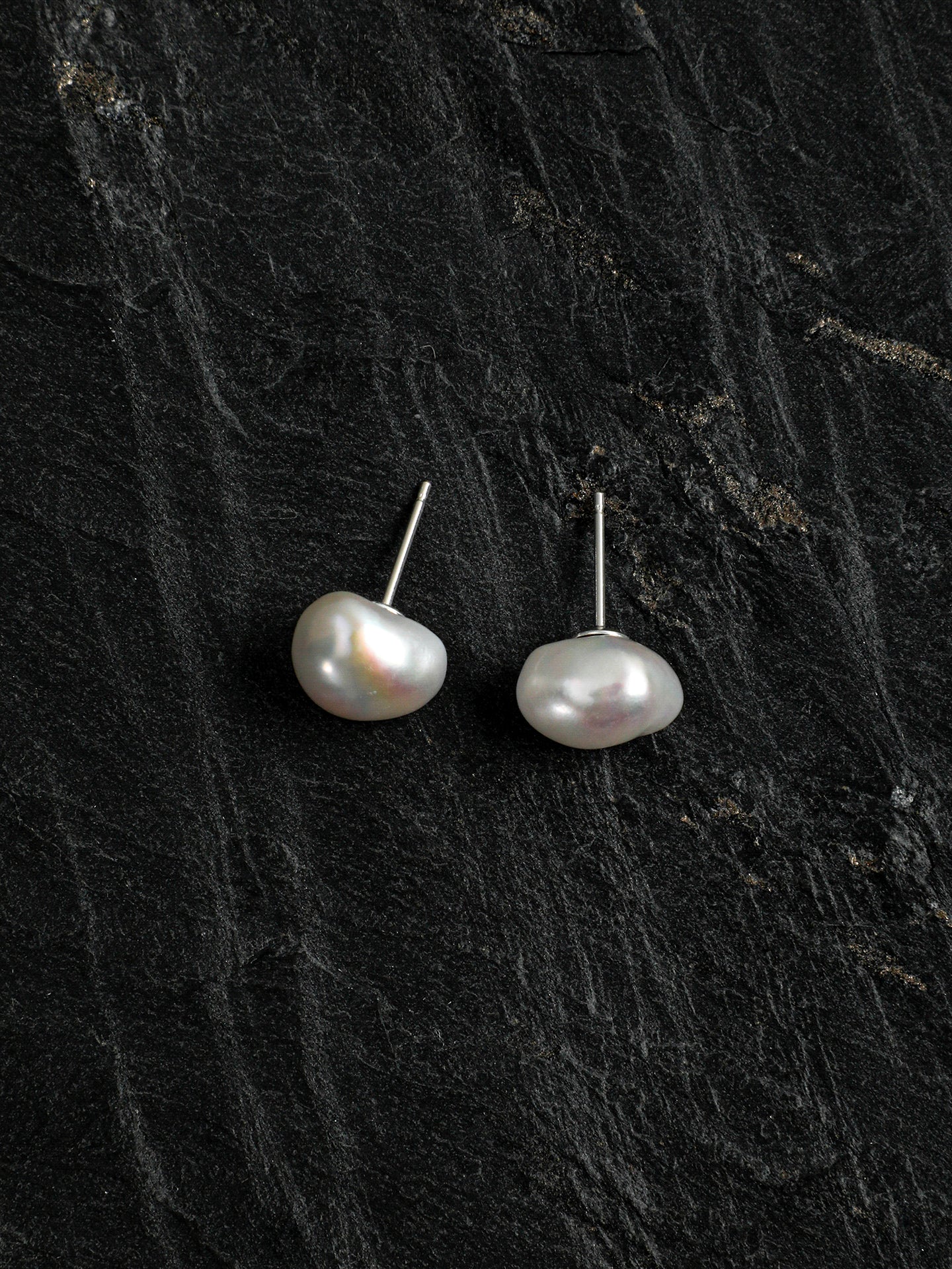 Sterling Silver Baroque Pearl Stud Earrings