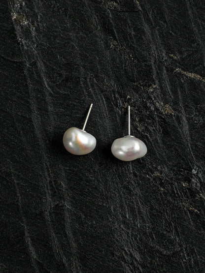 Sterling Silver Baroque Pearl Stud Earrings