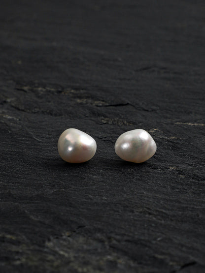 Sterling Silver Baroque Pearl Stud Earrings