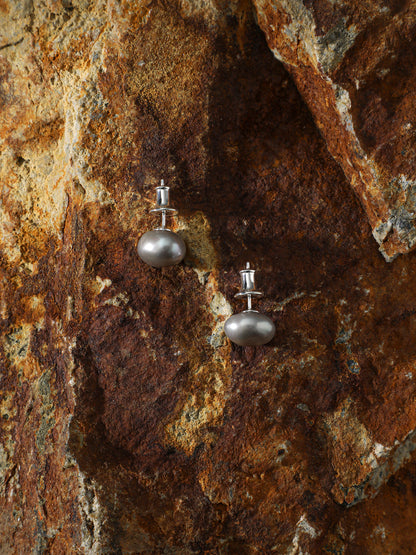 Sterling Silver Baroque Pearl Stud Earrings
