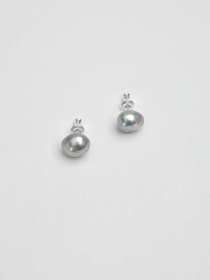 Sterling Silver Baroque Pearl Stud Earrings