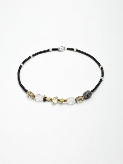 Natural Gemstone & Freshwater Pearl Necklace with Sterling Silver T-Bar Clasp