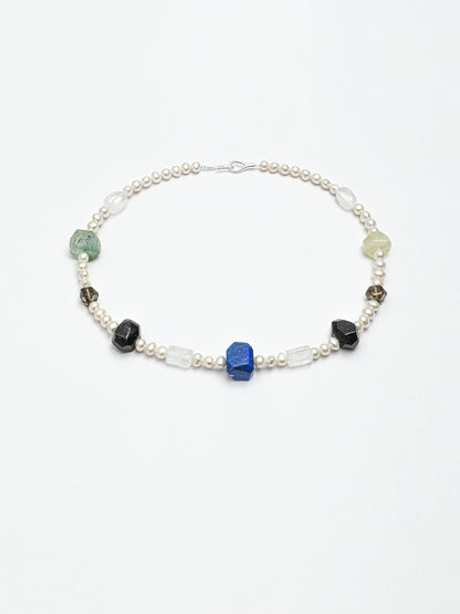 Freshwater Pearl & Natural Gemstone Necklace in Sterling Silver