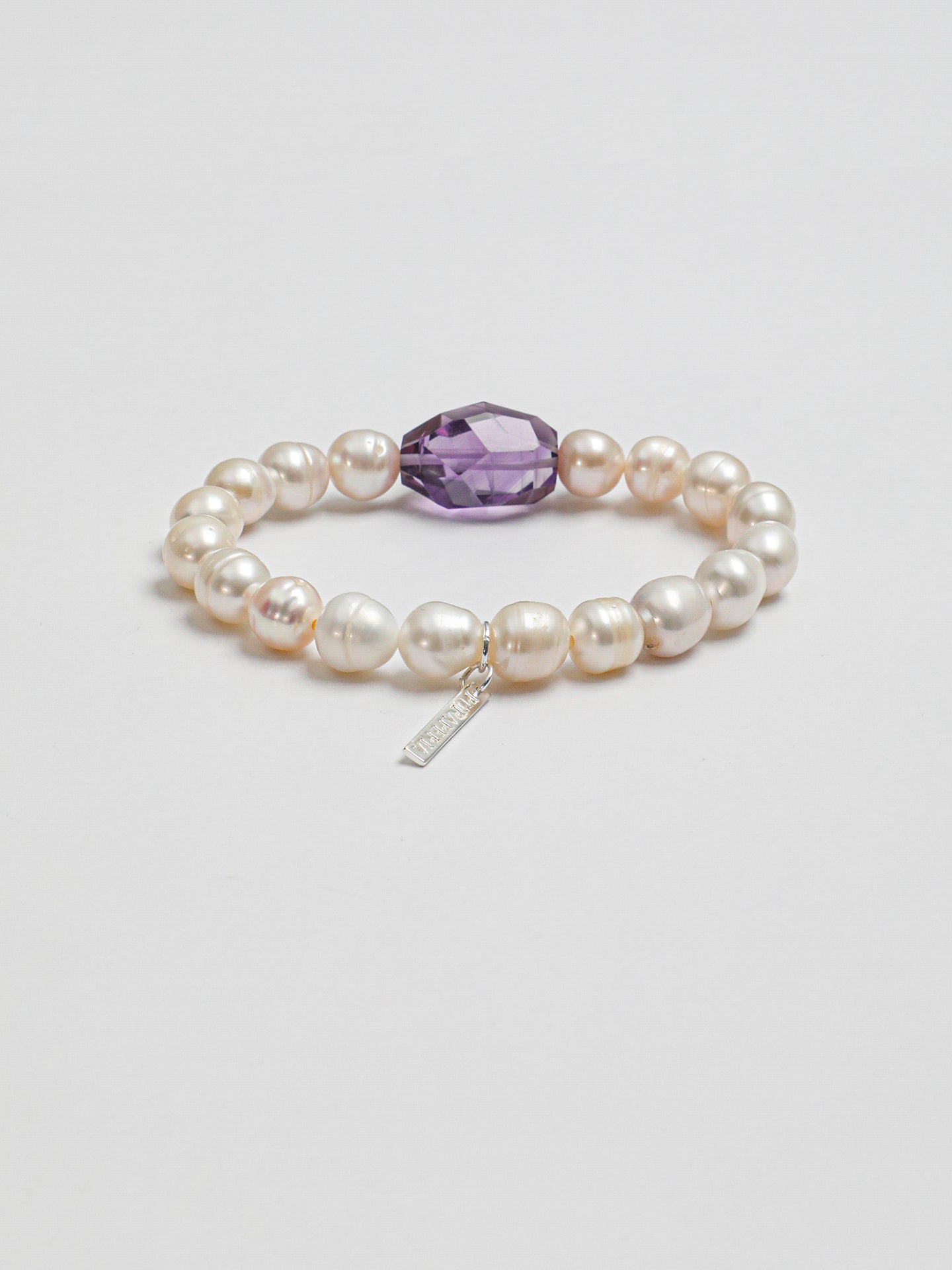 Freshwater Pearl & Amethyst Bracelet in Sterling Silver