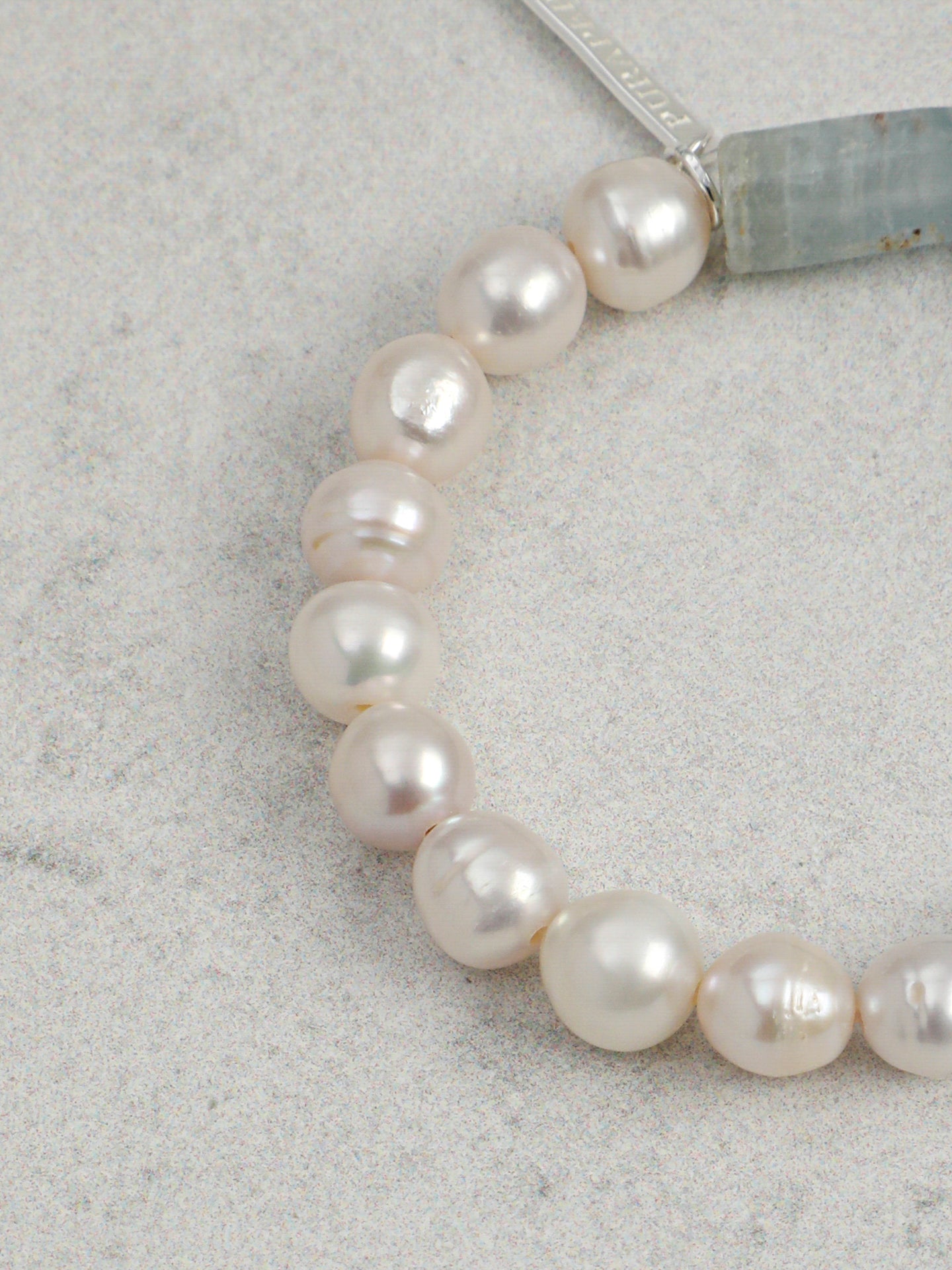 Freshwater Pearl & Blue Larimar Bracelet in Sterling Silver