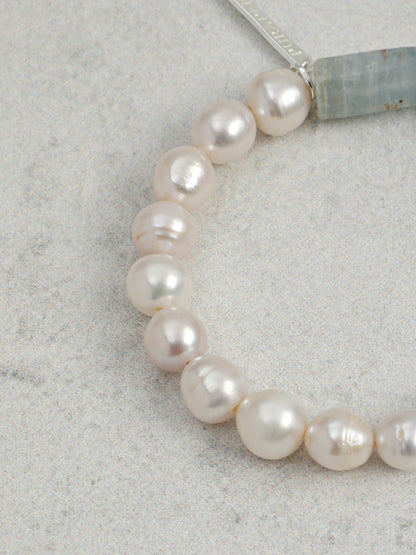 Freshwater Pearl & Blue Larimar Bracelet in Sterling Silver