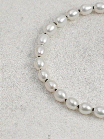 Minimal Freshwater Pearl Bracelet with Sterling Silver Toggle Clasp