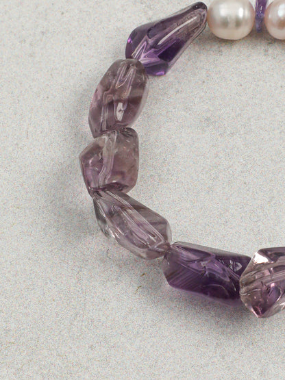 Freshwater Pearl & Brazilian Citrine Bracelet in Sterling Silver