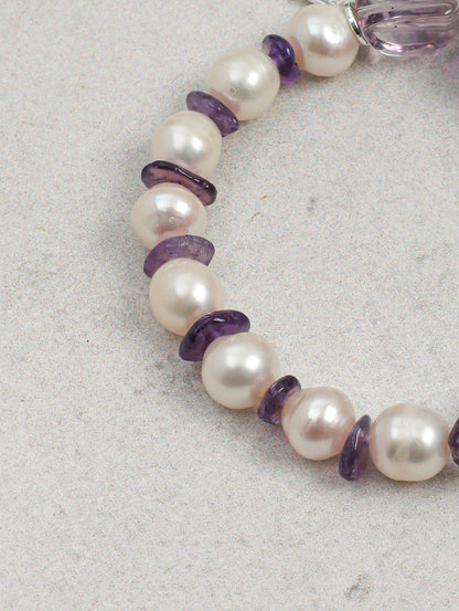 Freshwater Pearl & Brazilian Citrine Bracelet in Sterling Silver