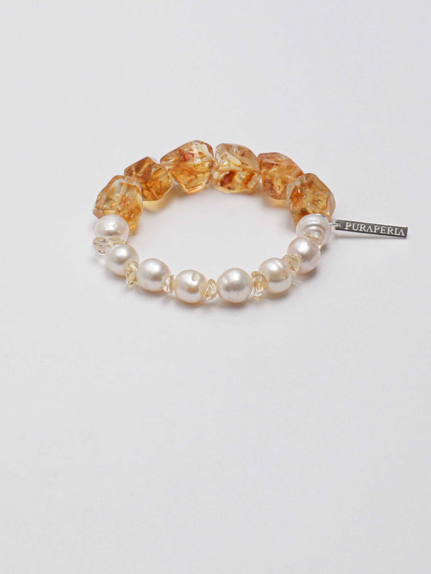 Freshwater Pearl & Brazilian Citrine Bracelet in Sterling Silver