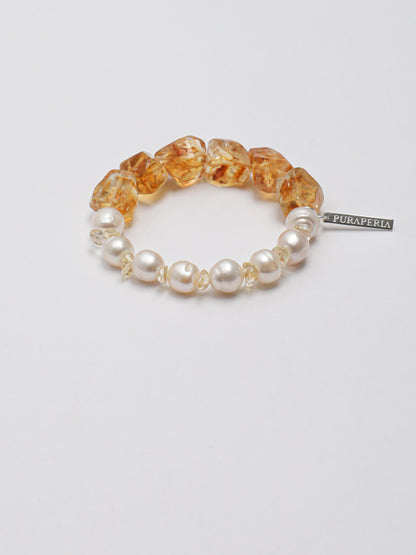 Freshwater Pearl & Brazilian Citrine Bracelet in Sterling Silver