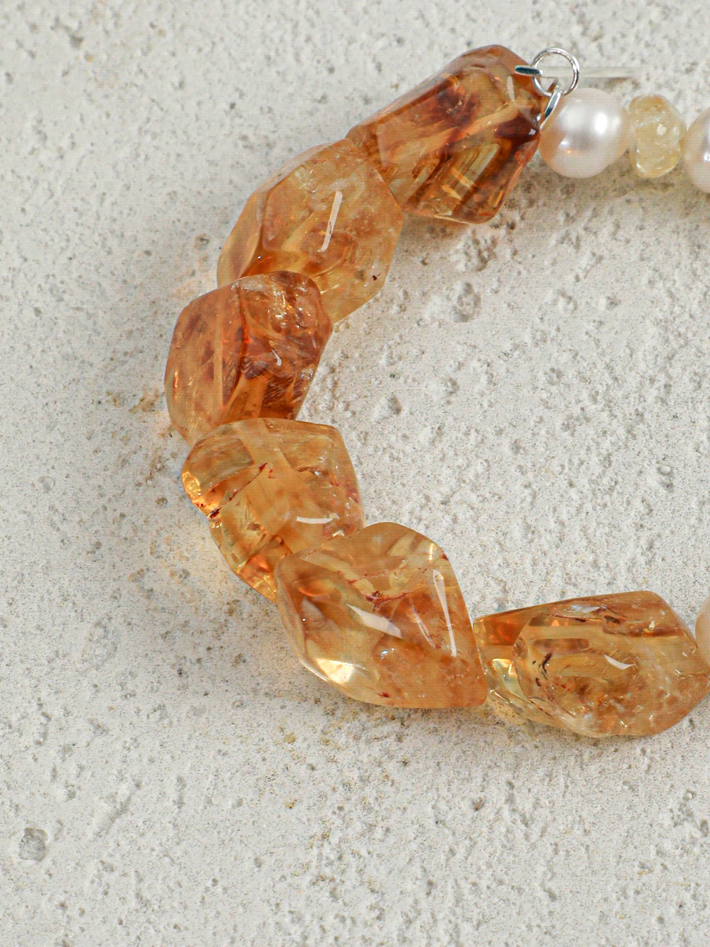 Freshwater Pearl & Brazilian Citrine Bracelet in Sterling Silver