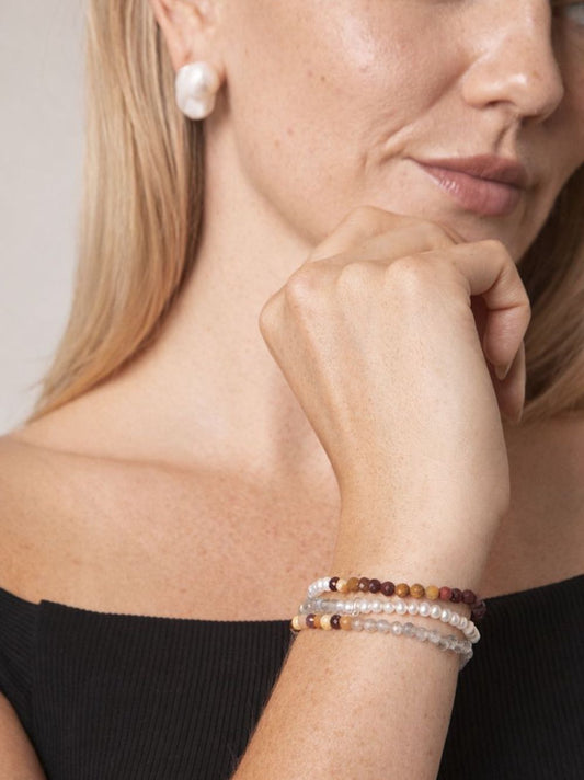 Freshwater Pearl & Tiger’s Eye Layered Bracelet