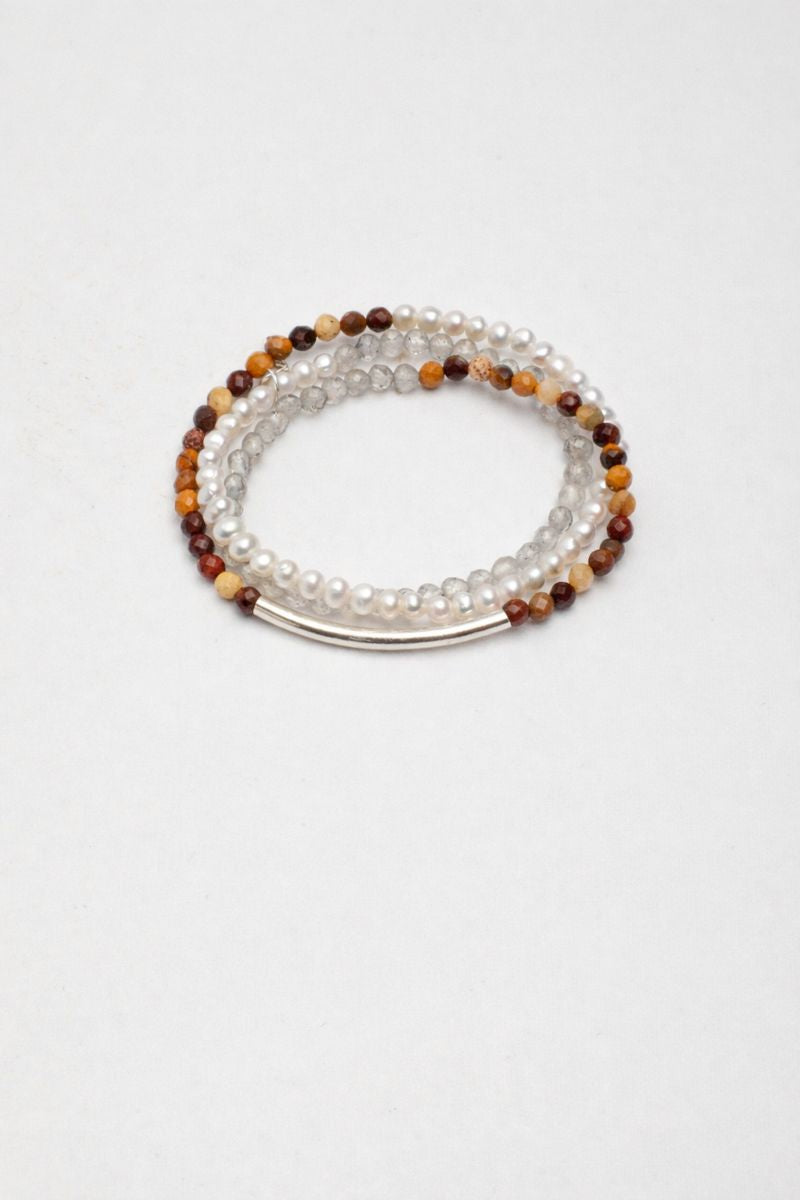 Freshwater Pearl & Tiger’s Eye Layered Bracelet