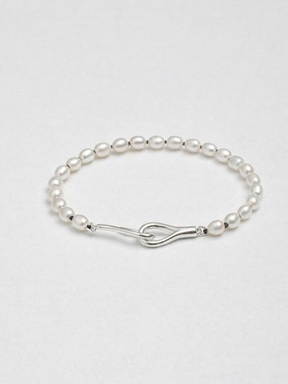 Minimal Freshwater Pearl Bracelet with Sterling Silver Toggle Clasp