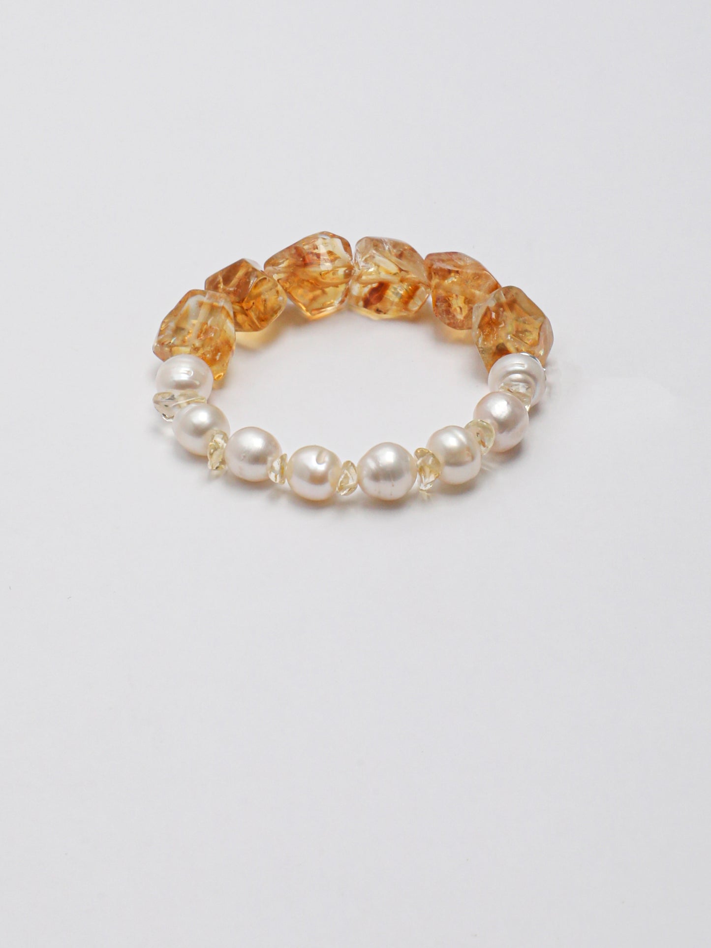 Freshwater Pearl & Brazilian Citrine Bracelet in Sterling Silver
