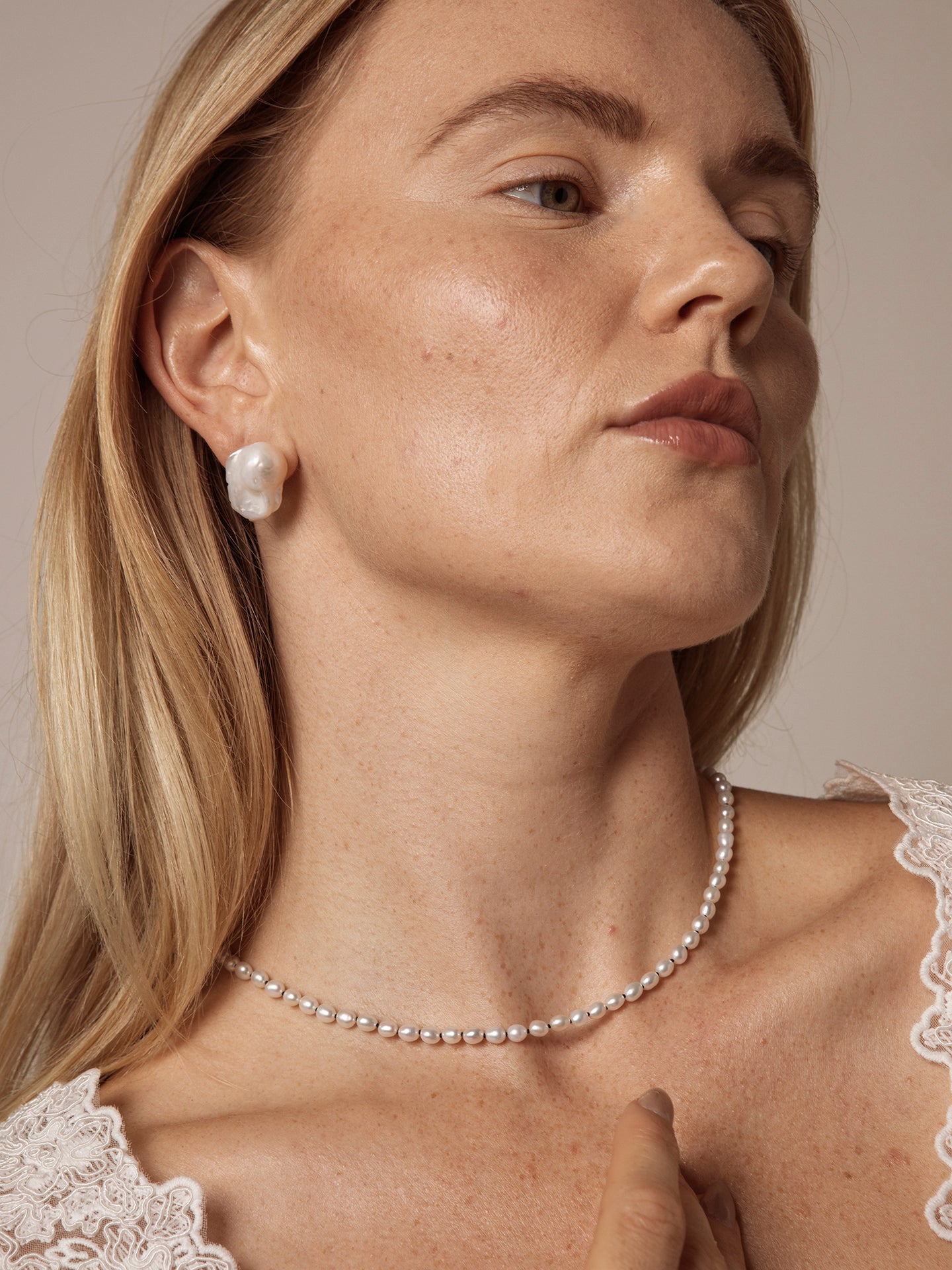 Large Sterling Silver Baroque Pearl Stud Earrings