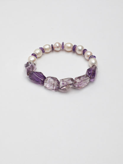 Freshwater Pearl & Brazilian Citrine Bracelet in Sterling Silver