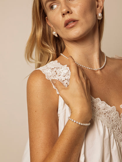 Minimal Freshwater Pearl Bracelet with Sterling Silver Toggle Clasp